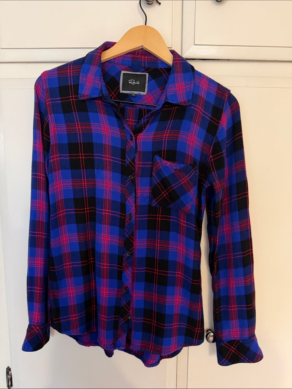 Rails Men’s Blue and Pink Plaid Button-Down Shirt
